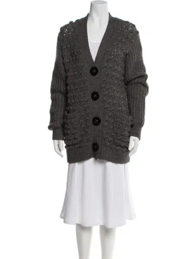 Pre-owned Stella Mccartney Wool V-neck Sweater In Gray