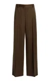 Stella Mccartney Wool Wide-leg Pants In Olive
