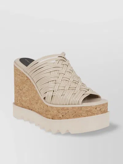 STELLA MCCARTNEY WOVEN CORK WEDGE MULES