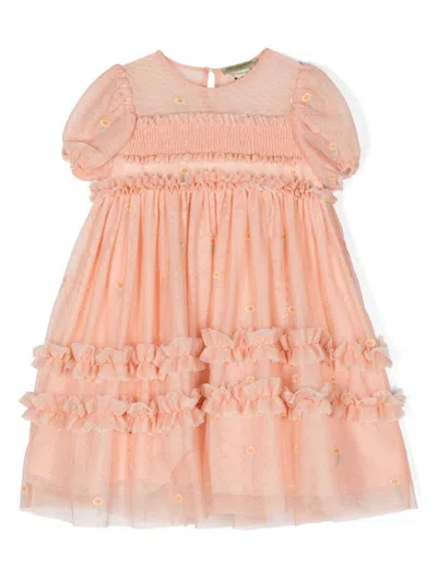 Stella Mccartney Kids' Woven Dress In Em Pink Emboidery