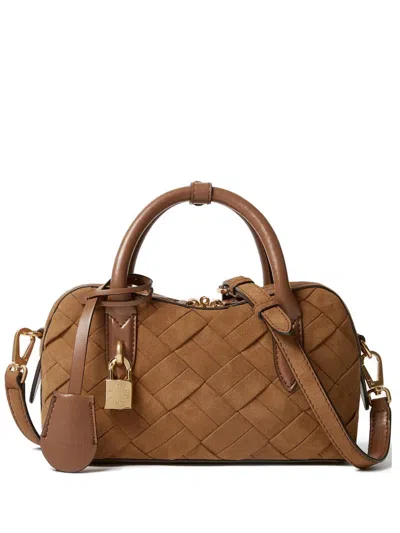 Stella Mccartney Woven Padlock Shoulder Bag In Brown
