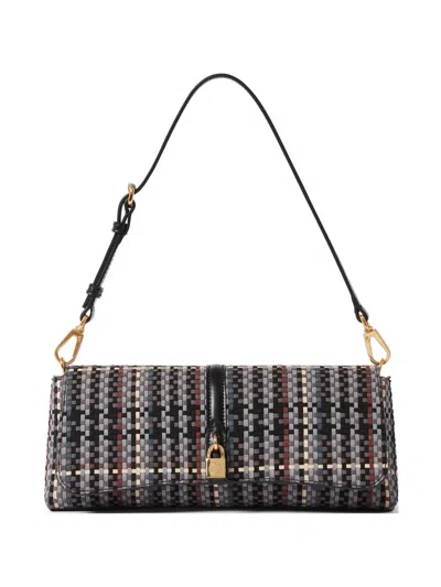 Stella Mccartney Woven Padlock-detail Clutch Bag In Multi
