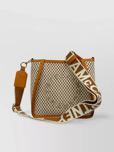 Stella Mccartney Woven Texture Shoulder Bag With Adjustable Strap In Neutral