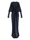 Stella Mccartney Draped Knot Long Sleeve Wrap Dress In Blue