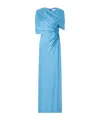 Stella Mccartney Women Light Blue Draped Satin Maxi Dress, S Luxury Dresses For Women Darveys