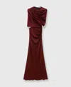 Stella Mccartney Draped Cape Gown Open Back In Dark Cherry