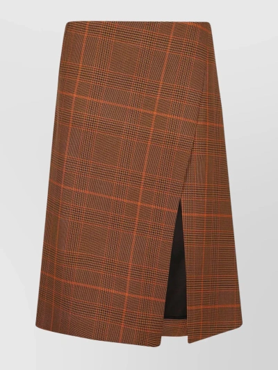 Stella Mccartney Wrap Style Checkered Skirt In Brown