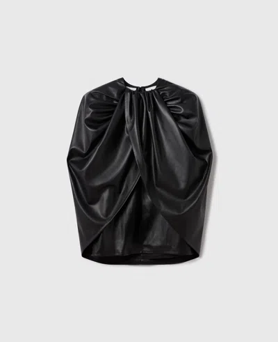 Stella Mccartney Wrapped Cape-front Ruched Top In Black