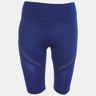 Pre-owned Stella Mccartney X Adidas Blue Technical Knit Optime Biker Shorts S
