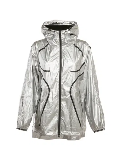 Pre-owned Stella Mccartney X Adidas Metallic-finish Hooded Jacket In Silver