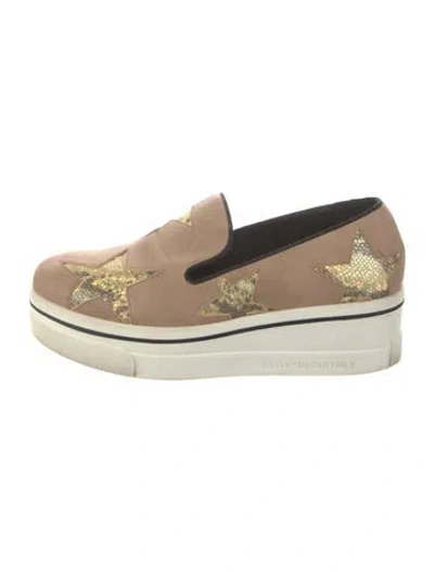 Pre-owned Stella Mccartney X Disney Suede Wedge Sneakers In Neutral