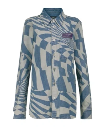 Stella Mccartney X Ed Curtis Printed Denim Shirt In Gray