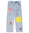 Stella Mccartney Embroidered Cotton Jeans In Blue