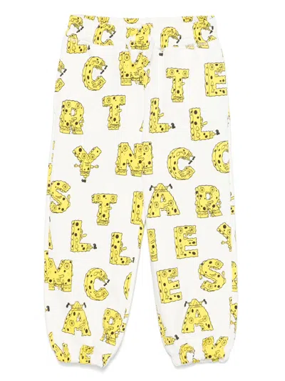 Stella Mccartney Kids' X Spongebob Squarepants Cotton Track Pants In White