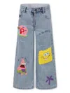 Stella Mccartney Embroidered Cotton Jeans In 蓝色