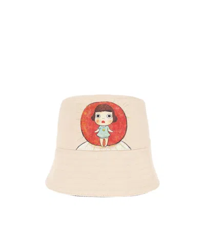 Stella Mccartney X Yoshitomo Nara Co-signed Double-sided Fisherman's Hat In Nude