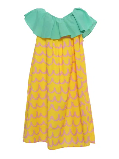 Stella Mccartney Kids' Pineapple Intarsia-knit Cotton Dress In Yellow