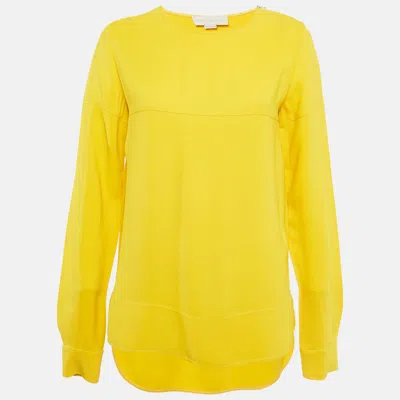 Pre-owned Stella Mccartney Yellow Crepe Long Sleeve Blouse S