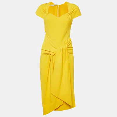 Pre-owned Stella Mccartney Yellow Crepe Tie Back Midi Dress M