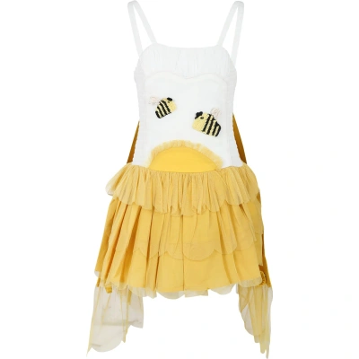 Stella Mccartney Kids' Yellow Dress For Girl With Bees