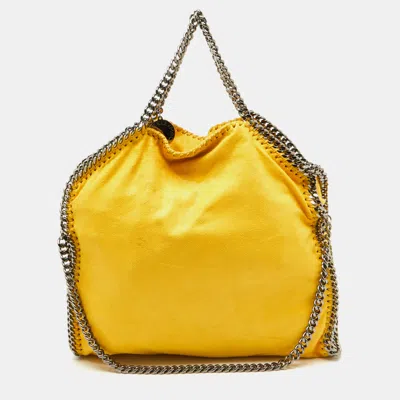 Pre-owned Stella Mccartney Yellow Faux Suede Small Falabella Tote