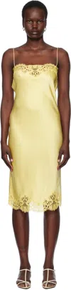 Stella Mccartney Yellow Iconic Lace Midi Dress In 7150 Camomille