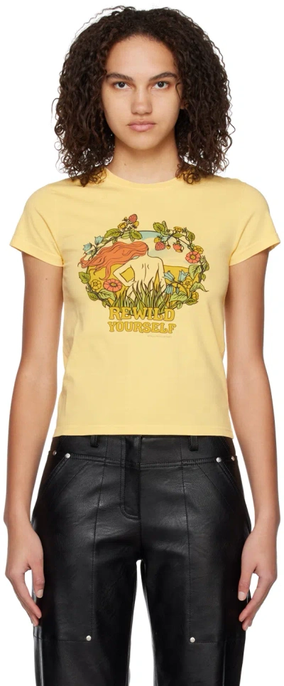 Stella Mccartney Rewild Yourself Print Jersey T-shirt In 9203 Butter