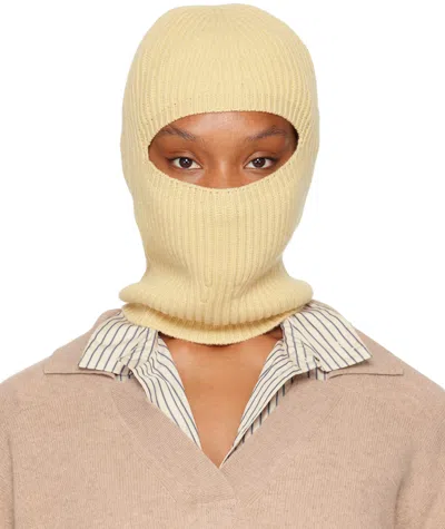 Stella Mccartney Yellow Ribbed Balaclava In 9203 Butter