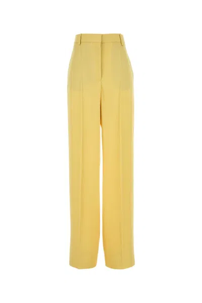 STELLA MCCARTNEY YELLOW SATIN WIDE-LEG PANT