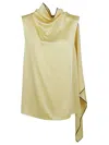 Stella Mccartney Draped Satin Top With Asymmetrical Silhouette In Yellow