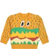 Stella Mccartney Yellow Sweatshirt For Baby Boy With Hamburger Print In Yellow