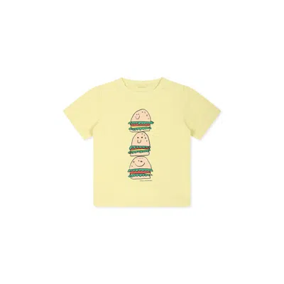 Stella Mccartney Yellow T-shirt For Baby Boy With Hamburger Print