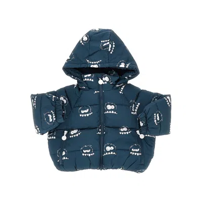 Stella Mccartney Ylon Downjacket With Monster Print Kids In Blue