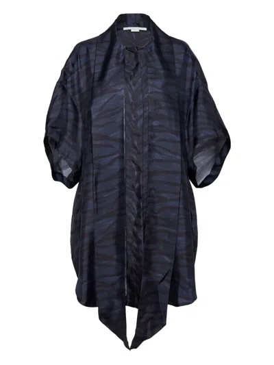 Stella Mccartney Zebra-print Shirt Dress In Blue