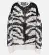 Stella Mccartney Tiger-pattern Open-knit Jumper In White