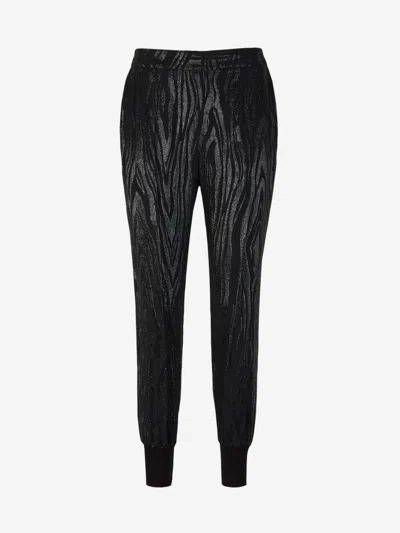 Stella Mccartney Zebra Textured Joggers In Black