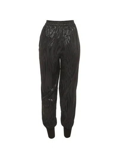 Pre-owned Stella Mccartney Zebra-pattern Jacquard Tapered Trousers In Black