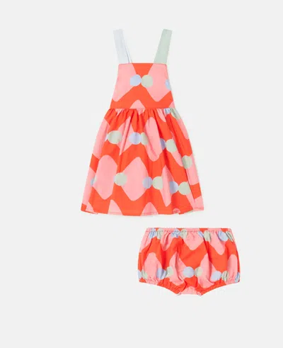 Stella Mccartney Kids' Zig-zag Print Dress And Bloomer Set In Red