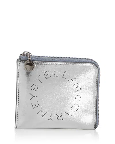 Stella Mccartney Zip Around Card Case In Silver