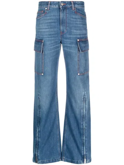 Stella Mccartney Zip Cargo Denim Jeans In Blue