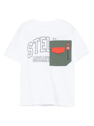 Stella Mccartney Kids' Zip-pocket Panelled T-shirt In White