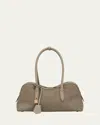Stella Mccartney Zip Vegan Suede Shoulder Bag In Khaki