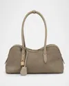 Stella Mccartney Zip Vegan Suede Shoulder Bag In Khaki