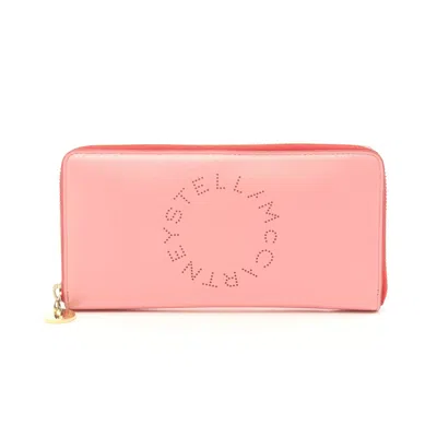 Stella Mccartney Zip Wallet Bicolor Round Zipper Long Wallet Fake Leather Pink
