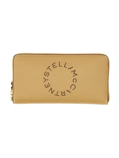 Stella Mccartney Zip Wallet Embossed Grainy Mat In Brown