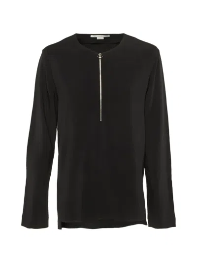 Pre-owned Stella Mccartney Zip-front Crepe Blouse In Black