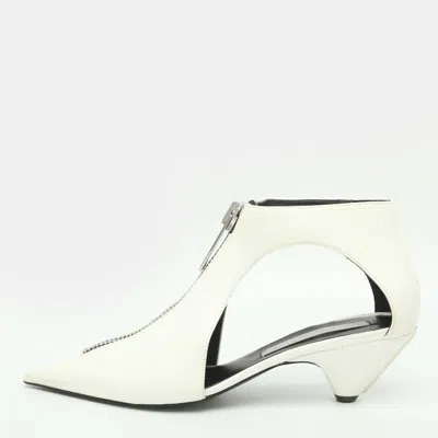 Pre-owned Stella Mccartney Zipit Size 36.5 White Faux Leather Ankle Length Boots