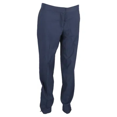 Stella Mccartney Zipped Hem Detail Straight-leg Trousers In Navy Blue Wool