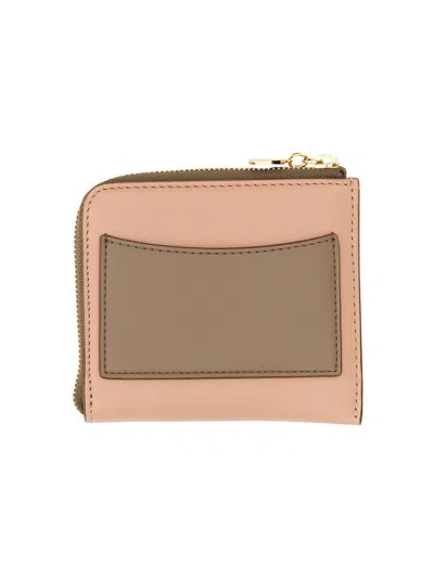 Stella Mccartney Zipped Polyurethane Wallet In Powder