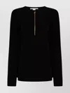 Stella Mccartney Zipper Detail Long Sleeve Top In Black